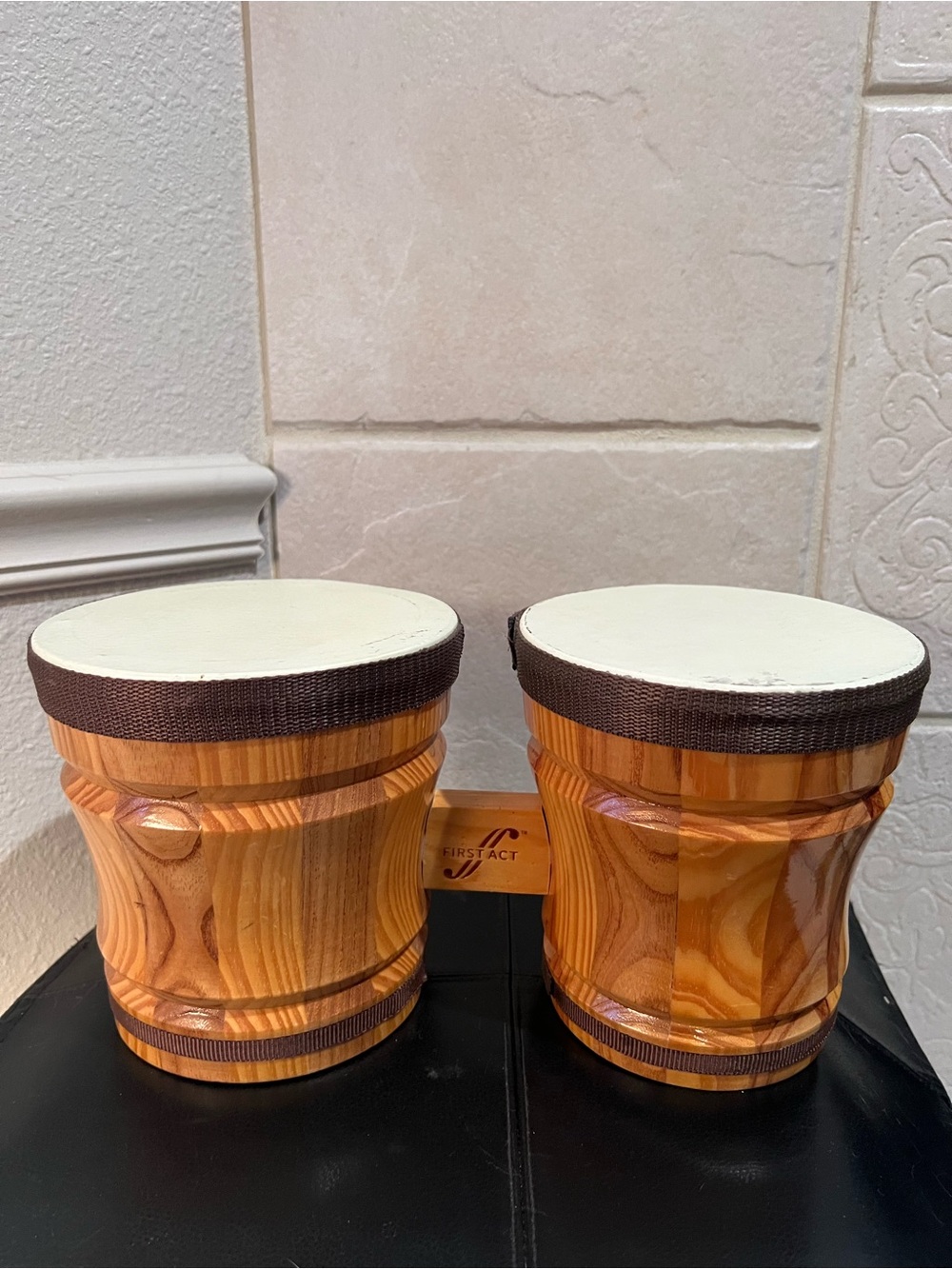 First Act wooden Bongo Drum set great for kids school play camp instrument